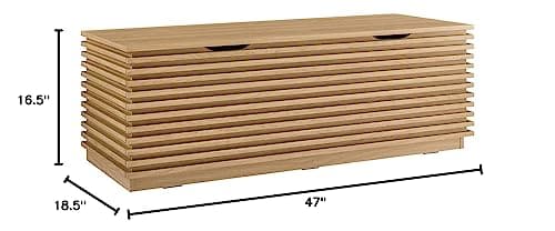 Modway Render 47" Wood Grain Storage Bench in Oak 9