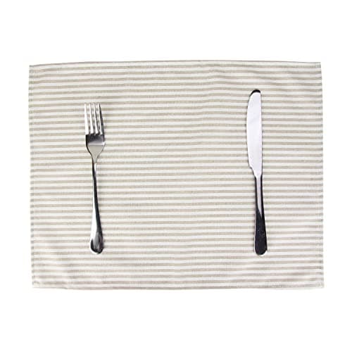 INFEI Plain Striped Cotton Linen Blended Dinner Cloth Napkins - Set of 12 (40 x 30 cm) - for Events & Home Use (Beige) 7