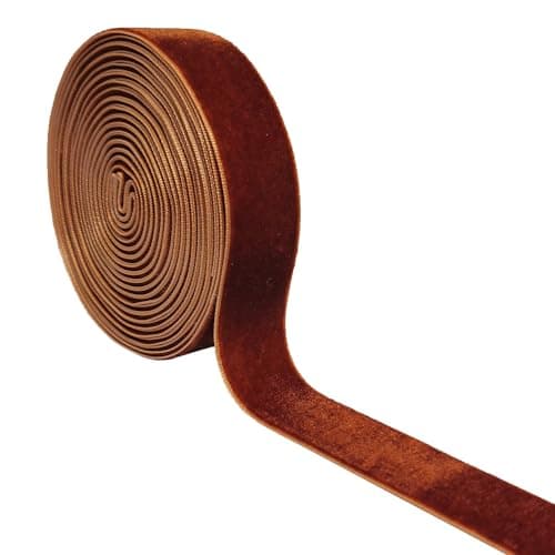 Qingxii Decorr Wedding Christmas Valentin's Day Gift Box DIY Craft Decor Velvet Ribbon (Brown, 1''x2Yards)