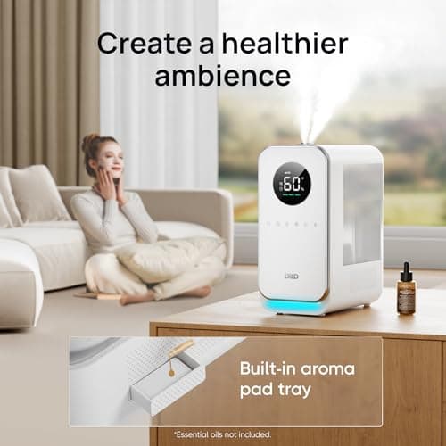 DREO Humidifiers for Bedroom, Top-filled Smart Quiet Cool Mist Humidifier for Large Room Home, Oil Diffuser & Nightlight, 50Hours Runtime for Indoor Plants, with Alexa/Google, White 8