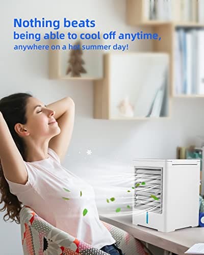 Portable Air Conditioners, Personal Evaporative Air Cooler with 3 Wind Speeds Touch Screen Small Air Conditioner Fan, Desktop Cooling Fan for Room, Bedroom, Office, Camping 8