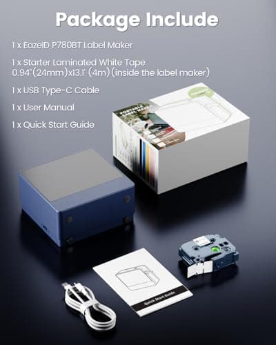 1 Inch Label Maker Machine with-Tape Large Print, Rechargeable Label Maker Waterproof-Labels, Wireless Bluetooth Labeler Print Wide Tapes 9mm 12mm 18mm 24mm, P780BT for Business Warehouse Industrial 9