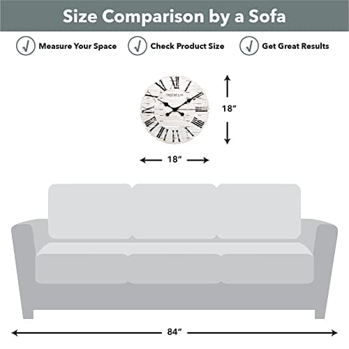 FirsTime & Co. White Farmhouse Shiplap Wall Clock, Large Vintage Decor for Living Room, Home Office, Round, Wood, Boho, 18 inches 9