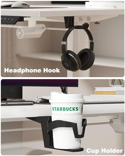 Shahoo Electric Standing Desk 63 Inch, Ergonomic Height Adjustable Table with T-Shaped Metal Bracket Modern Computer Workstations for Home Office, White, 63 x 24 Inches 7