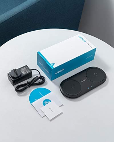 Anker Wireless Charger, PowerWave 10 Dual Pad, Qi Certified, 7.5W for iPhone 13/12 Series, 11, 11 Pro, 11 Pro Max, XS Max, 10W for Galaxy S20 S10 S9 S8, Note 10 Note 9, DC Adapter Included 7