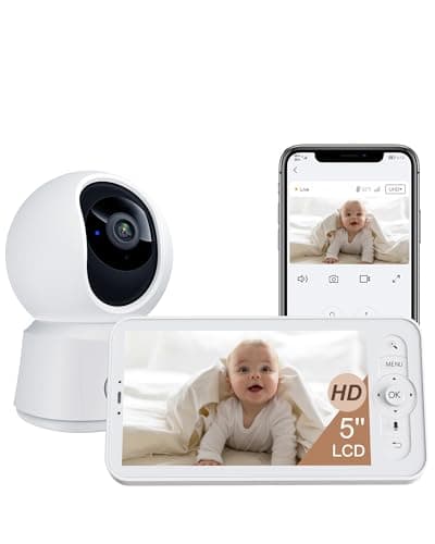 ARENTI WiFi Baby Camera Monitor B2 Kit 2025 Upgraded, 5-inch Wireless Display, Smartphone App, Encrypted Connection, Lullaby, Super Night Vision, Auto Tracking, Temp Sensor, Support Local Storage