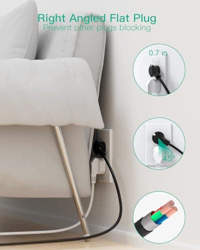 Surge Protector Power Strip Tower - 10FT Heavy Duty Extension Cord, 12 Wide Outlets with 4 USB Ports (1 USB C), Flat Plug, Charging Tower Overload Protection for Home Office Dorm Room 5