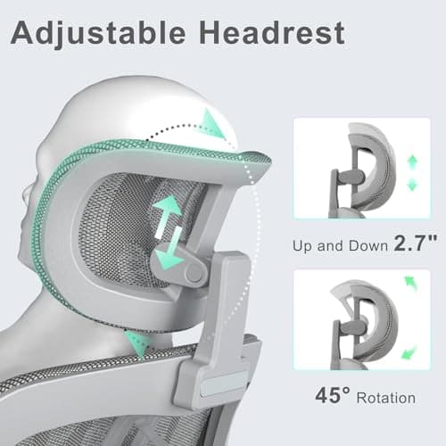 Logicfox Ergonomic Office Chair for Long Hours,High Back Mesh Chair with Adaptive Thoracic & Lumbar Support,3D Adjustable Armrests and Headrest,Designed for 8–10 Hour Workdays 6