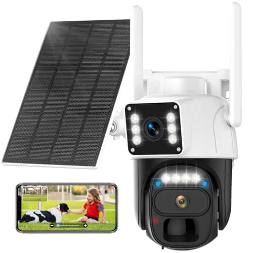 Hawkray Dual Lens Solar Security Camera Outdoor, 5G/2.4G Wireless Camera, 2K Resolution with 355° Pan/Tilt, Full Color Night Vision, Two-Way Audio, Motion Detection, Smart Alarms