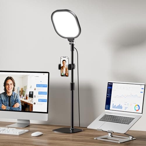 Video Conference Lighting for Zoom Meeting, Ring Light for Desk with Flexible Stand, 30 Light Modes Zoom Lighting for Computer, Desk Ring Light & Memory Function for Video Calls, Live Stream, Webcam