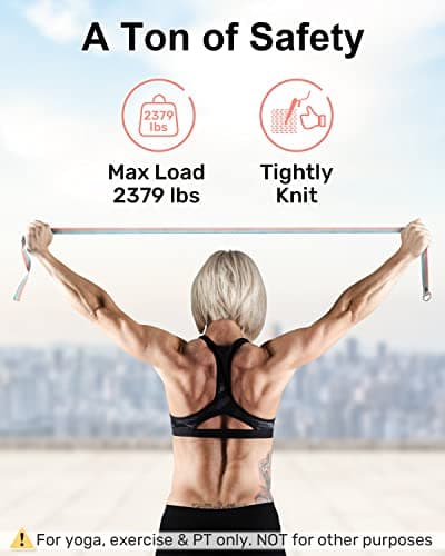 Tumaz Yoga Strap/Stretch Bands [15+ Colors, 6/8/10 Feet Options] with Extra Safe Adjustable D-Ring Buckle, Durable and Comfy Delicate Texture - Best for Daily Stretching, Physical Therapy, Fitness 6
