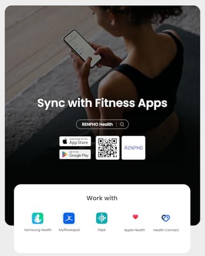 RENPHO Scale for Body Weight, Smart Scale with BMI, Body Fat, Muscle Mass, Bluetooth, 13 Metrics with Large Display, Support App Connection, Black, Elis 2X 7