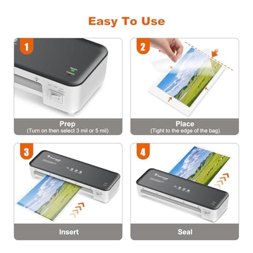 Bonsaii Laminator Machine, 9 Inch Laminators Machine with 50 Laminating Sheets, Laminator with Never Jam Technology for Doc/Posters/Photo, Simple Convenient for Home, Office and School - L418-C Grey 7