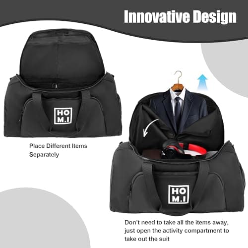 HOMIGLAM Garment Bag for Travel - Wrinkle-Resistant Carry On Suit Bag with Shoe Compartment & Shoulder Strap, Convertible 2-in-1 Waterproof Duffel Bags for Business Trips/Weekend Getaway, Black 5
