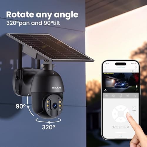 SOLIOM S600 4G LTE Security Camera Outdoor, Solar Powered Cellular Security Camera Wireless, Pan Tilt 360°View Spotlight, 1080p Night Vision, 2 Way Talk, PIR Motion Sensor, No WiFi, Black 6
