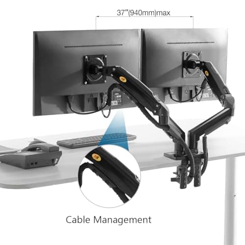 NB North Bayou Dual Monitor Desk Mount Stand Full Motion Swivel Computer Monitor Arm for Two Screens 17-27 Inch with 4.4~19.8lbs Load Capacity for Each Display F160 6