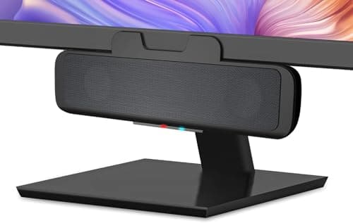 Cyber Acoustics USB & Bluetooth Speaker Bar (CA-2890BT) – USB Powered Speaker with Speakerphone for PC and Bluetooth to Simultaneously Connect to Smartphones, Clamps to Monitor, Convenient Controls