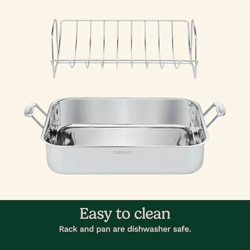 Cuisinart 16-Inch Roasting Pan, Induction Compatible Premium Rectangular Roaster Pan With Rack, Stainless Steel Roasting Pan with Rack, Large Capacity, Dishwasher Safe 3