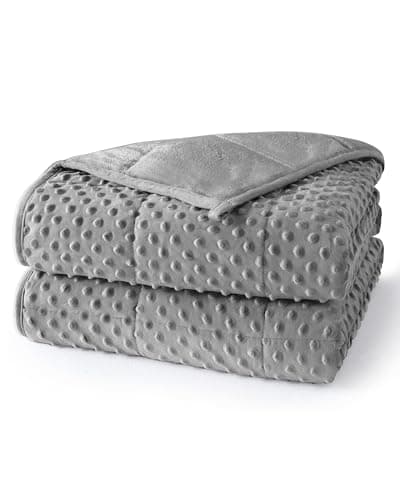UINIU Weighted Blanket for Adults Queen Size 15 lbs, Soft Cooling Minky Dot Heavy Breathable Blanket for All-Season, Washable Weighted Throw with Glass Beads, 60 x 80 Inches, Grey