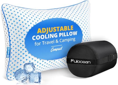 Small Cooling Memory Foam Pillow for Travel & Camping, Compressible Adjustable Pillow for Medium Firm Neck Knee Lumbar Support,Washable, Ideal Sleeping, Car, Airplane, Toddler & Backpacking, Gifts