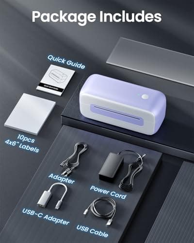 USB Thermal Shipping Label Printer, 4x6 Inkless Label Machine for Small Business&Office&Warehouse, Labeller Printer Compatible with Windows Mac Linux Chrome, Used for Amazon, Ebay, Shopify, Purple 8