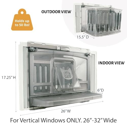 VistaGato Window Catio & Perch – Fits 26-32" Vertical Windows, Premium Indoor Cat Window Box, All-Weather Comfort, Easy Clean, Portable Indoor-Outdoor Cat Enclosure, 2-Year Protection, Made in USA 9