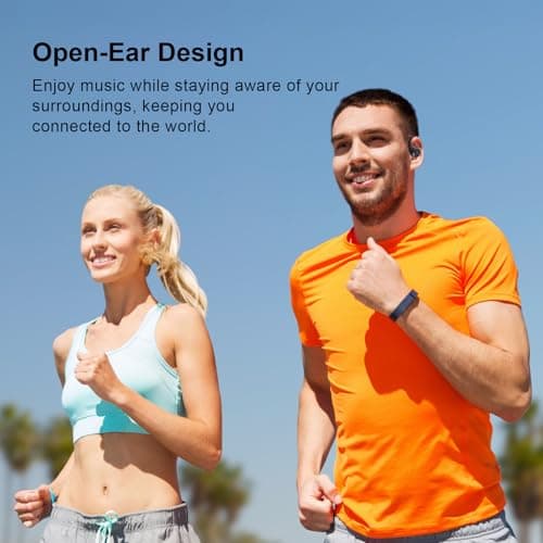 Open Ear Clip Wireless Earbuds Bone Conduction Headphones, Bluetooth 5.4, Open Ear Design, Built-in Mic, IPX5 Waterproof, LED Display Charging Case,Ear Hooks Ear Buds,Design for Running Fitness Black 5