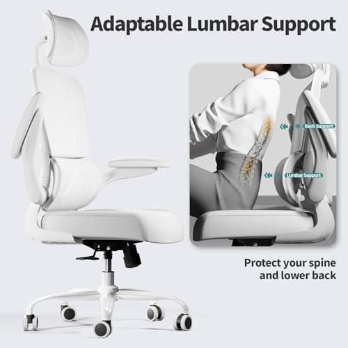 TRALT Office Chair Ergonomic Desk Chair, 330 LBS Home Mesh Office Desk Chairs with Wheels, Comfortable Gaming Chair, High Back Office Chair for Long Hours (White White) 6