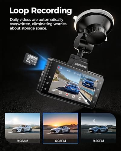 AZDOME M01 Max UHD 4K Dash Cam Front and Rear, Built-in Wi-Fi, Free 64GB Card, App Control, 4K+1080 Dash Camera for Car, Built-in ADAS, G-Sensor, IP68 Waterproof, 24H Parking Mode Dashcam 5