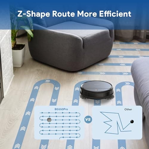Robot Vacuum and Mop: 2-In-1 Robotic Vacuum Gyroscope Navigation Z-Zag Cleaning & Alexa/APP Control& Tangle-Free& Schedule Cleaning, Self-Charging Robot Vacuum Cleaner for Hard Floor,Carpet, Pet Hair 5