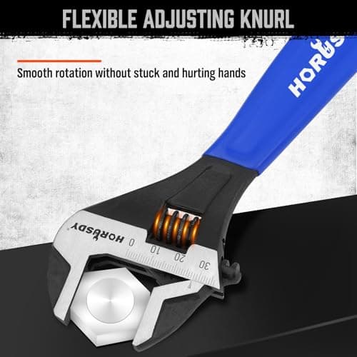 HORUSDY 3-Piece Adjustable Wrench Set (6/8/10 in), Wide Jaw Black Oxide Finish, Cr-V Steel, Metric & SAE Scales, Adjustable Spanner Set for Home Garage Workshop 6
