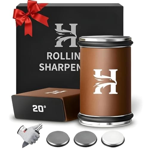 Rolling Knife Sharpener Kit – 3-Stage 400/1000/3000 Grit Discs – 15° & 20° Magnetic Angles – Replaceable Diamond & Ceramic Discs – Professional Kitchen & Chef Knife Sharpening System
