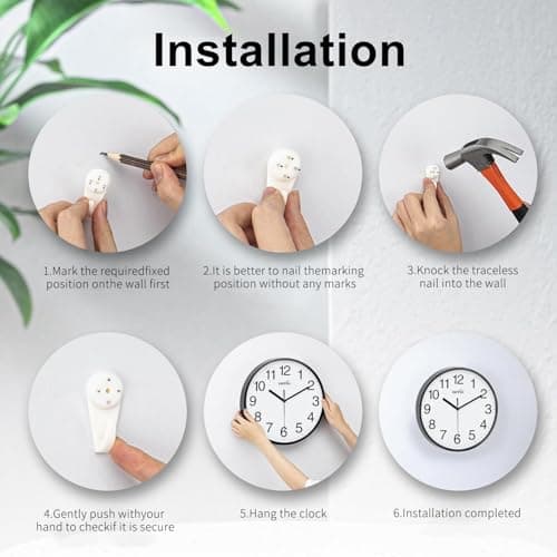 Yoobure 10 Inch Silent Quartz Decorative Wall Clock Non-Ticking Classic Digital Clock Battery Operated Round Easy to Read Home/Office/School Clock 6