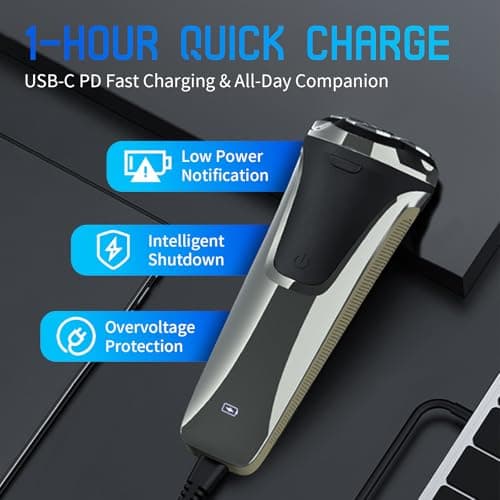 Snapbuy Electric Razor for Men, Waterproof Cordless Shaver with 90-Min Runtime,4D Floating Precision Blades System, Fast Charging, Travel-Friendly for Wet & Dry Use (Blue) 5