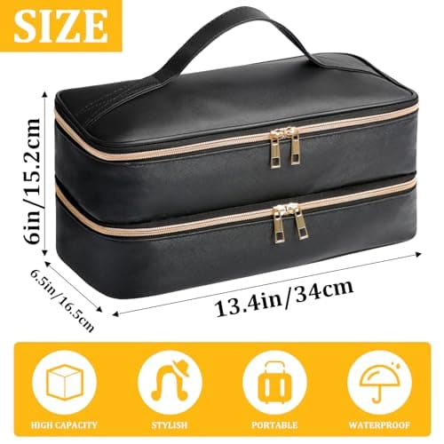 Sambois Travel Carrying Case for Shark Flex Style, Double Layer Storage Case for Shark SpeedStyle Hair Dryer Attachments, Waterproof PU Leather Organizer Bag for Shark Flexstyle Airwrap Styler (Black) 6