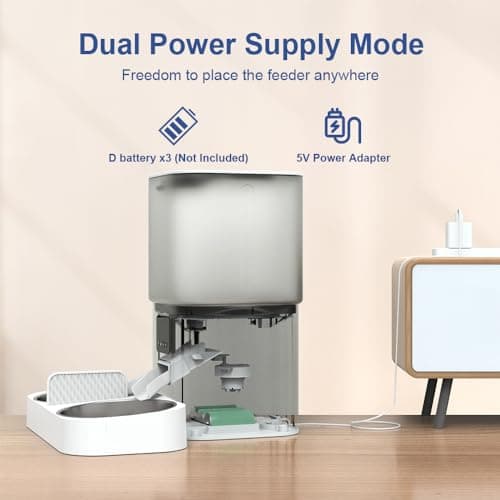 Suitchi Automatic Cat Feeder for 2 Cats, 6L Dry Food Dual Auto Cat Feeder with APP Control/WiFi Connection/Feeding Schedule/Double Bowls 5