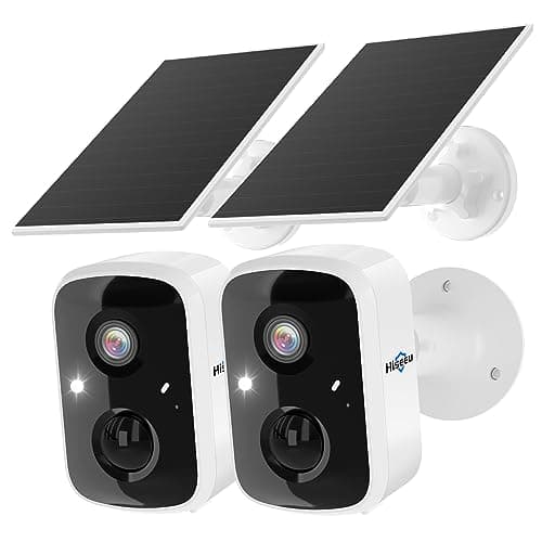 Hiseeu Solar Security Cameras Wireless Outdoor 2 Pack, Battery Powered 3K 4MP wifi Cameras for Home Surveillance, PIR/AI Motion Detection, Waterproof, Color Night Vision, 2-Way Audio, Cloud/SD Storage