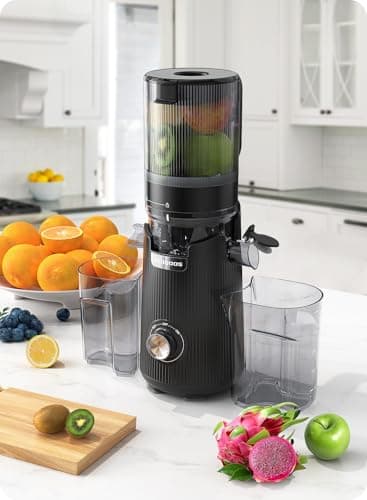 ACOQOOS Juicer Machines, 5.3" Wide Chute for Whole Fruit and Vegetable,1.8L Auto-Feed Time-Saver, Slow Masticating High Yield, Easy to Clean Cold Press Juicer with 2 Cups 6