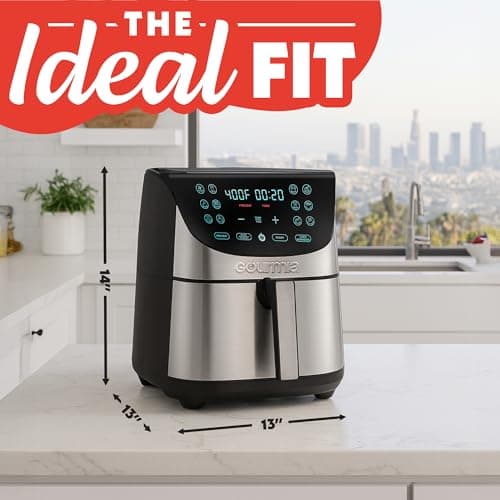 Gourmia Air Fryer - 8 Qt Extra Large Capacity, FryForce360º, Digital Display with 12 Presets, Roast, Bake, Broil, Dehydrate, Dishwasher Safe Accessories, Stainless Steel 9