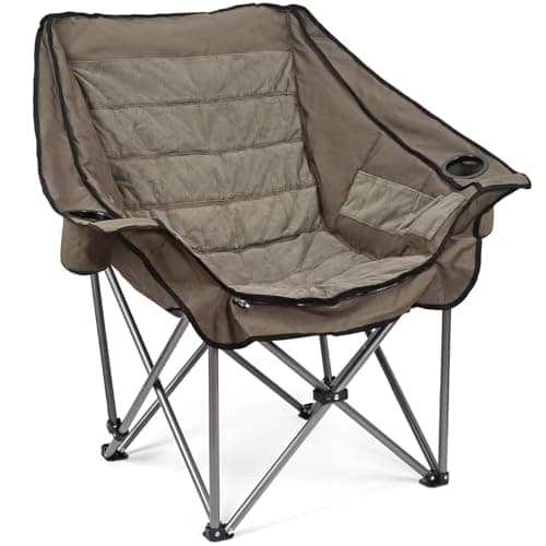 Heavy Duty Oversized Fully Padded Camping Chair with Foot Pocket, Comfortable Sports Chair for Adults, Outdoor Winter, Ice Fishing, Hunting, RV, Insert Hand Warmer for A DIY Warm Heated Chair, 400 LBS