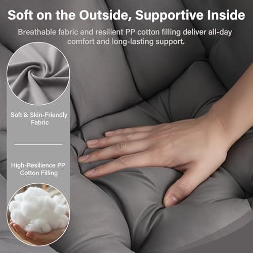 MBOOYOME Lazy Chair with Ottoman, Modern Accent Lounge Armchair with Armrests and a Side Pocket & Foldable Footstool, Leisure Reading Chair for Living Room, Bedroom, Dorm & Office, Dark Grey 7