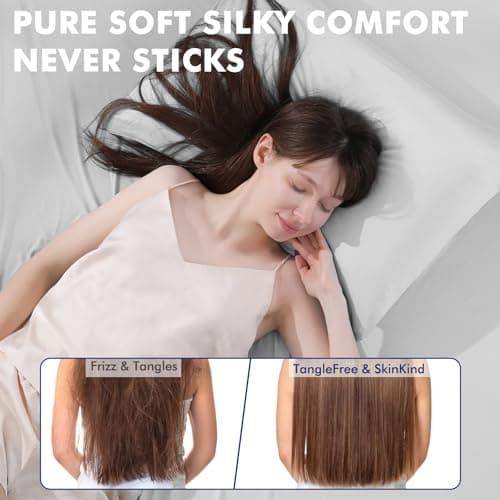 Elegear Cooling Pillow Cases for Hot Sleepers, Clean Fabric Silver Infused Cooling Pillowcase Q-Max>0.5, Soft Silky Pillowcases for Hair & Skin, Summer Zipper Pillowcase Cover Set of 2-Standard, Gray 6