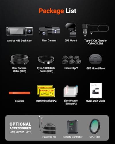 Vantrue N5S 4 Channel 360 Degree 2.7K Dash Cam, 4CH STARVIS 2 Night Vision, 2.7K+1080P*2+1440P Front Rear Inside Dashcam, 24/7 Buffered Parking Mode, WiFi, Voice Control, Dual GPS, Support 1TB Max 8