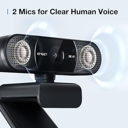 EMEET C960 2K Webcam with Microphone, 2K QHD, 2 Noise-Reduction Mics, TOF Autofocus Streaming Webcam with Privacy Cover, Plug&Play USB Webcam for Calls/Conference, Zoom/Skype/YouTube, Laptop/Desktop 5