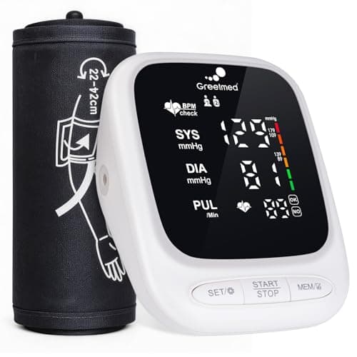 Blood Pressure Monitor Upper Arm Automatic Talking Blood Pressure Cuff, Rechargeable Blood Pressure Machine for Home Use Digital Led Display, Adjustable 8.7"-16.5" Large BP Cuff Dual User Model