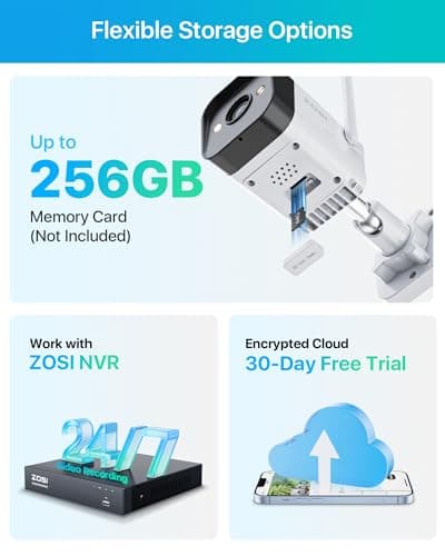 ZOSI Outdoor Security Camera,4MP Plug-in WiFi Cam with Spotlight Sound Alarm,Color Night Vision,2 Way Audio,Person Vehicle Detection,IP66 Weatherproof,Memory Card&Cloud Storage,for Home Surveillance 7