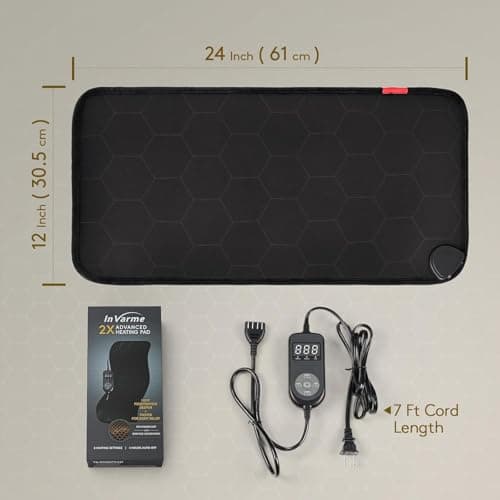 InVarme Far Infrared Heating Pad: 2X Graphene 3X Deeper Heat for Back Neck Shoulders Pain & Period Cramps – Graphene 3S Fast Heat – Soft Warm Plush Fabric for Women with 4H Auto Off– 12" x 24" 9