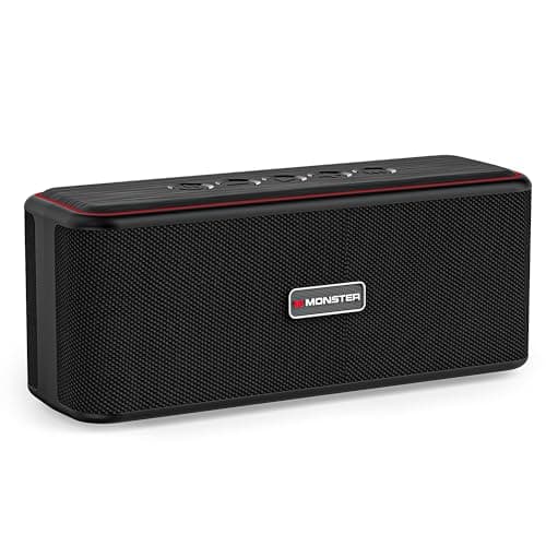 Monster Shock Plus Bluetooth Speaker, Portable Speaker with 30W Loud Stereo Sound, Bluetooth 5.4, TWS Pairing, 15H Playtime, Support AUX/TF Card, IPX6 Waterproof Wireless Speakers for Outdoor, Home