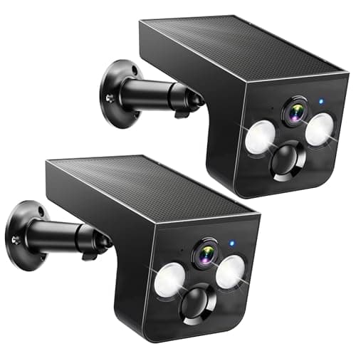 Solar Security Cameras Wireless Outdoor 2K Battery Powered AI Motion Detection 2-Way Talk Color Night Vision WiFi Waterproof SD/Cloud Storage Non-stop Solar Panel Camera Outdoor Wireless 2-Pack