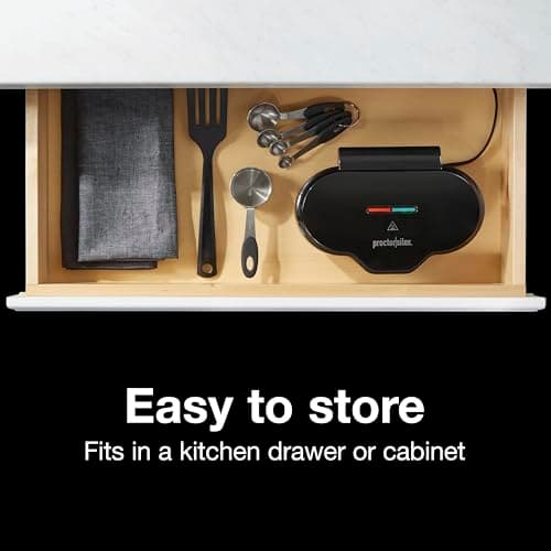 Proctor Silex Double Mini Waffle Maker Machine with 4” Round Non-stick Grids, Makes 2 Personalized Individual Breakfast Keto Chaffles and Hashbrowns, Compact, Black (26102) 5